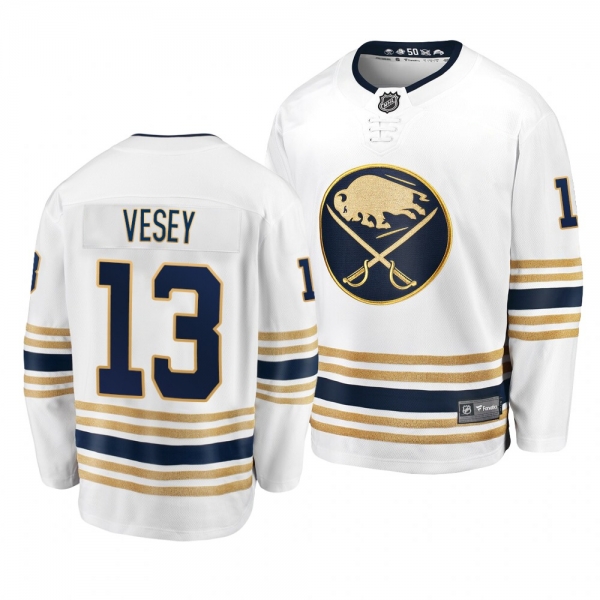 Men's #13 Jimmy Vesey Buffalo Sabres 2019-20 50th Season Premier Breakaway White Jersey