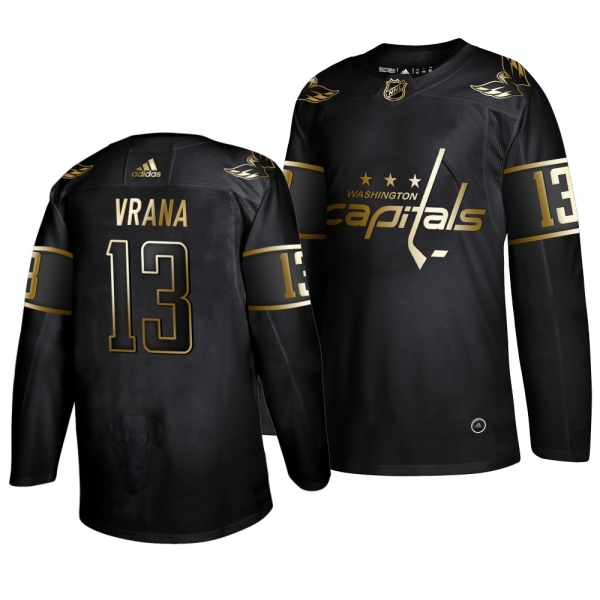 Men's Washington Capitals Jakub Vrana Black Authentic Adidas Golden Edition Jersey