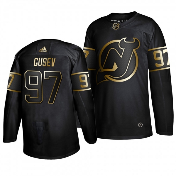 Men's New Jersey Devils Nikita Gusev Golden Edition Black Authentic Jersey