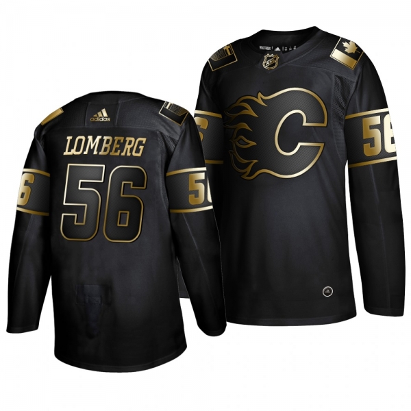 Men's Calgary Flames Ryan Lomberg Black Authentic Adidas Golden Edition Jersey