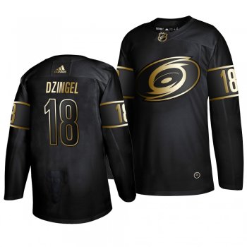 Men's Carolina Hurricanes Ryan Dzingel Black Authentic Adidas Golden Edition Jersey