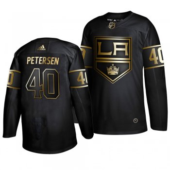 Men's Los Angeles Kings Cal Petersen Black Authentic Adidas Golden Edition Jersey