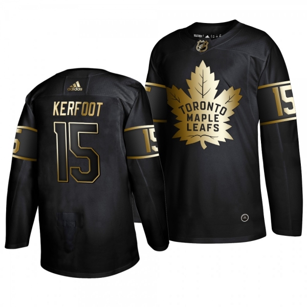 Men's Toronto Maple Leafs Alex Kerfoot Black Authentic Adidas Golden Edition Jersey