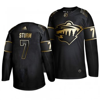 Men's Black Golden Edition Authentic Adidas Jersey Minnesota Wild #7 Nico Sturm