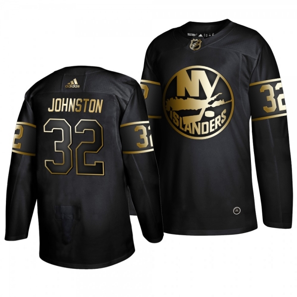 Men's New York Islanders #32 Ross Johnston Golden Edition Authentic Adidas Jersey Black