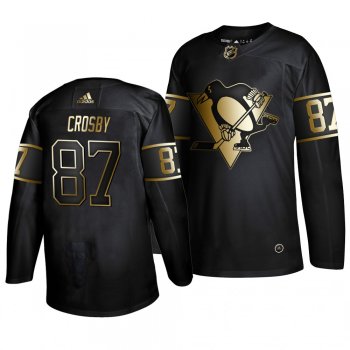 Men's Pittsburgh Penguins #87 Sidney Crosby Golden Edition Authentic Adidas Jersey Black