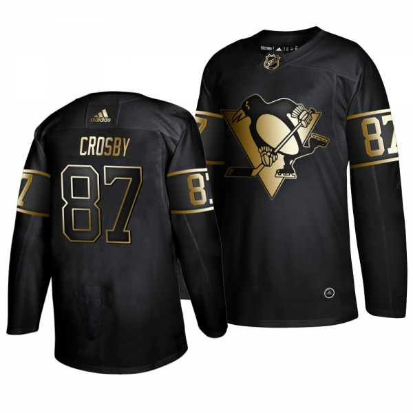 Men's Pittsburgh Penguins #87 Sidney Crosby Golden Edition Authentic Adidas Jersey Black