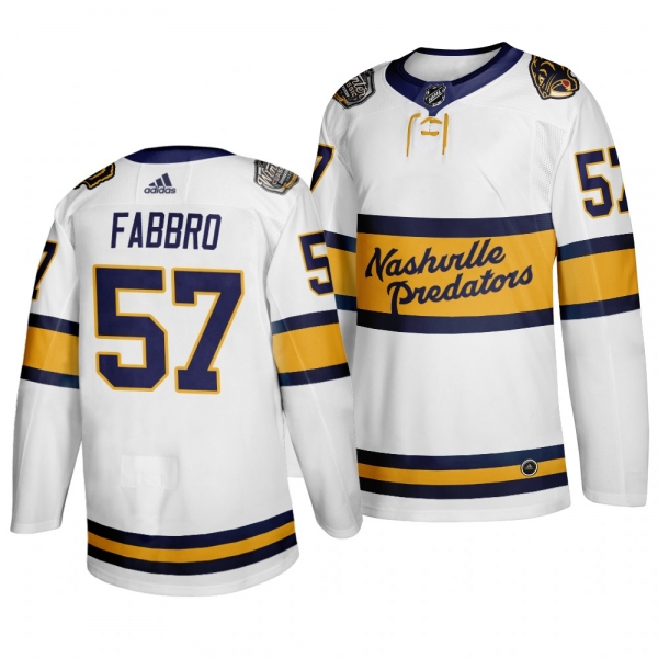 Nashville Predators Dante Fabbro 2020 Winter Classic Retro Authentic White Jersey