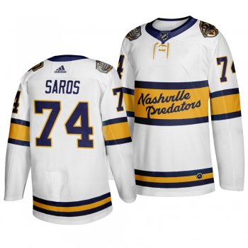 Nashville Predators Juuse Saros 2020 Winter Classic Retro Authentic White Jersey