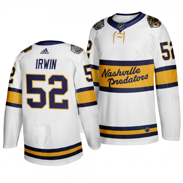 Nashville Predators Matt Irwin 2020 Winter Classic Retro Authentic White Jersey