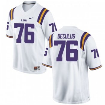 Men's Nike Austin Deculus LSU Tigers Game White Football College Jersey