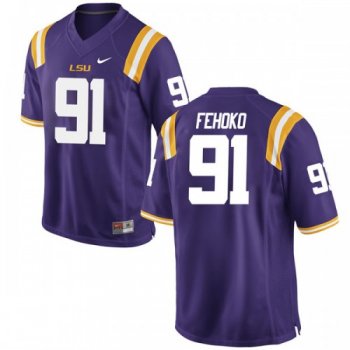 Men's Nike Breiden Fehoko LSU Tigers Game Purple Football College Jersey