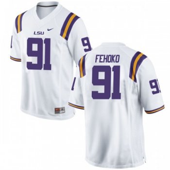 Men's Nike Breiden Fehoko LSU Tigers Game White Football College Jersey