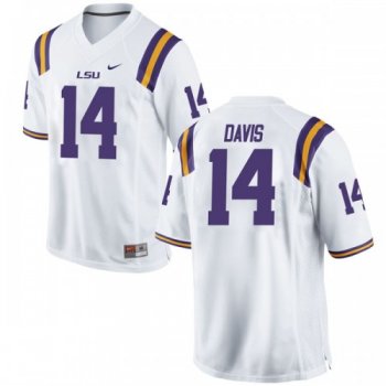 Men's Nike Drake Davis LSU Tigers Game White Football College Jersey