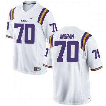 Men's Nike Ed Ingram LSU Tigers Game White Football College Jersey