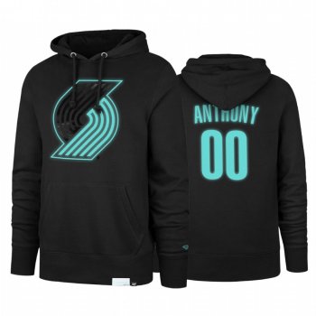 Portland Trail Blazers Carmelo Anthony Black Luminous Diamond Blue Pullover Hoodie #00