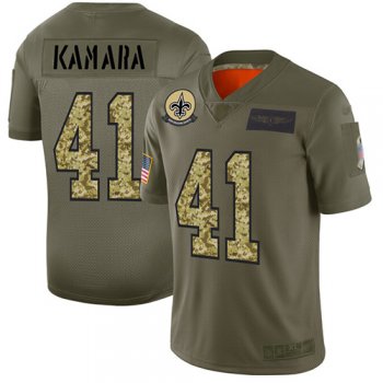 Saints #41 Alvin Kamara Olive/Camo Men's Stitched Football Limited 2019 Salute To Service Jersey