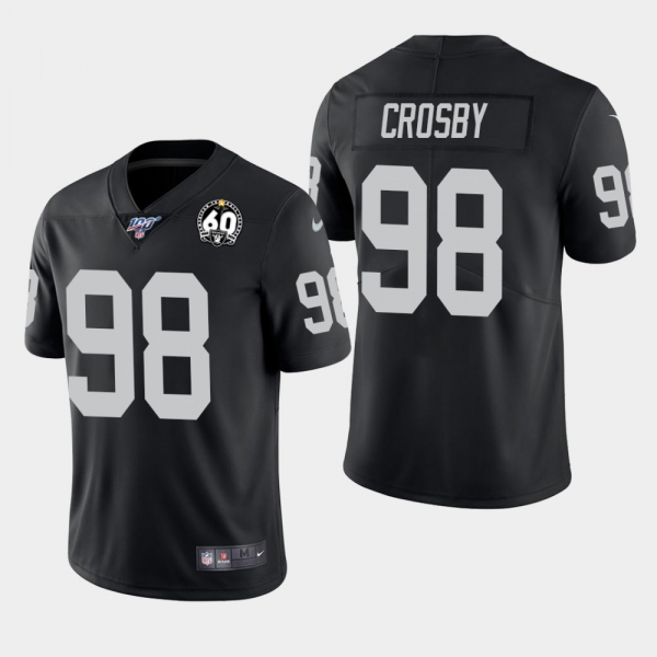 Men's Oakland Raiders #98 Maxx Crosby 60th Anniversary Vapor Limited Jersey - Black