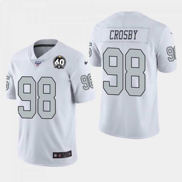 Men's Oakland Raiders #98 Maxx Crosby 60th Anniversary Color Rush Jersey - White