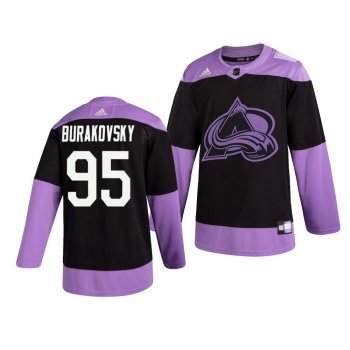 Colorado Avalanche Andre Burakovsky #95 Black Hockey Fights Cancer Practice Jersey