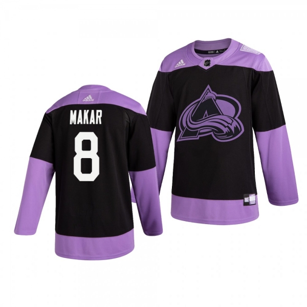 Colorado Avalanche Cale Makar #8 Black Hockey Fights Cancer Practice Jersey