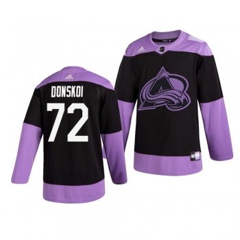 Colorado Avalanche Joonas Donskoi #72 Black Hockey Fights Cancer Practice Jersey