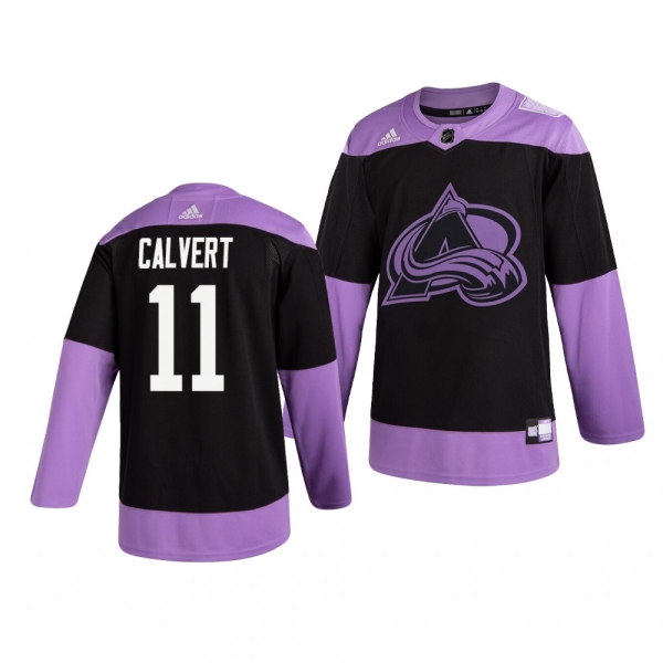 Colorado Avalanche Matt Calvert #11 Black Hockey Fights Cancer Practice Jersey