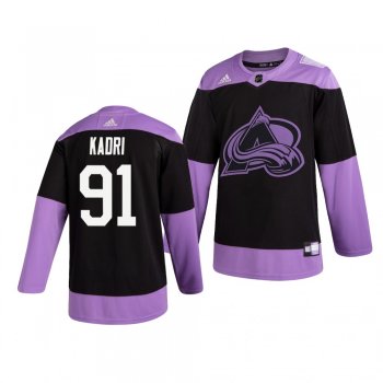 Colorado Avalanche Nazem Kadri #91 Black Hockey Fights Cancer Practice Jersey