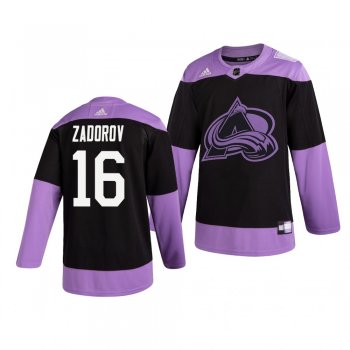 Colorado Avalanche Nikita Zadorov #16 Black Hockey Fights Cancer Practice Jersey