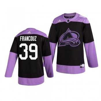 Colorado Avalanche Pavel Francouz #39 Black Hockey Fights Cancer Practice Jersey