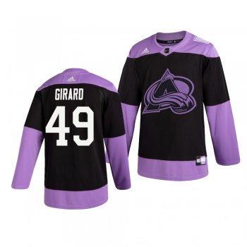 Colorado Avalanche Samuel Girard #49 Black Hockey Fights Cancer Practice Jersey