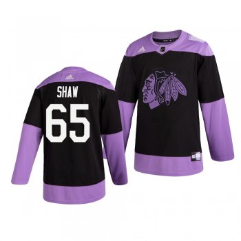 Chicago Blackhawks Andrew Shaw #65 Black Hockey Fights Cancer Practice Jersey