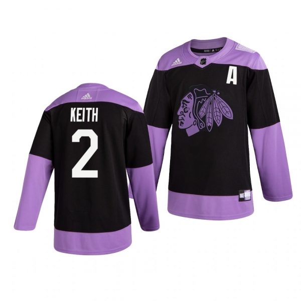 Chicago Blackhawks Duncan Keith #2 Black Hockey Fights Cancer Practice Jersey