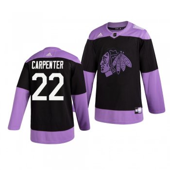 Chicago Blackhawks Ryan Carpenter #22 Black Hockey Fights Cancer Practice Jersey