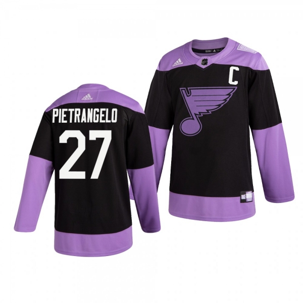 St. Louis Blues Alex Pietrangelo #27 Black Hockey Fights Cancer Practice Jersey