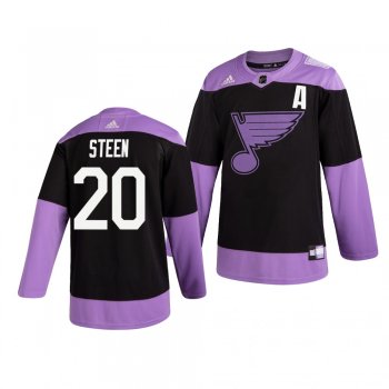 St. Louis Blues Alexander Steen #20 Black Hockey Fights Cancer Practice Jersey