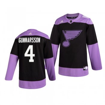 St. Louis Blues Carl Gunnarsson #4 Black Hockey Fights Cancer Practice Jersey