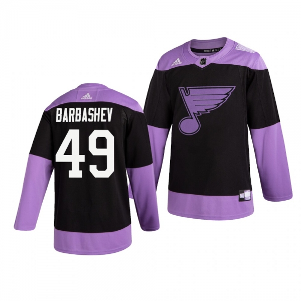 St. Louis Blues Ivan Barbashev #49 Black Hockey Fights Cancer Practice Jersey