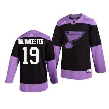 St. Louis Blues Jay Bouwmeester #19 Black Hockey Fights Cancer Practice Jersey