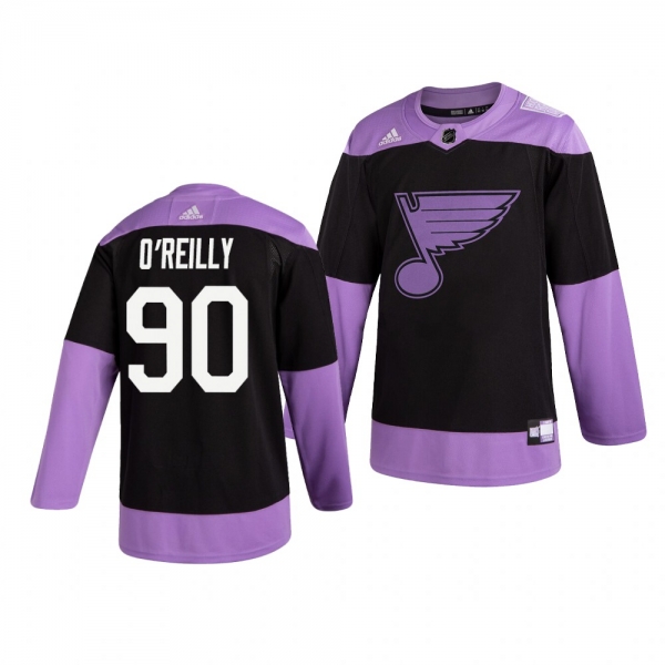 St. Louis Blues Ryan O'Reilly #90 Black Hockey Fights Cancer Practice Jersey