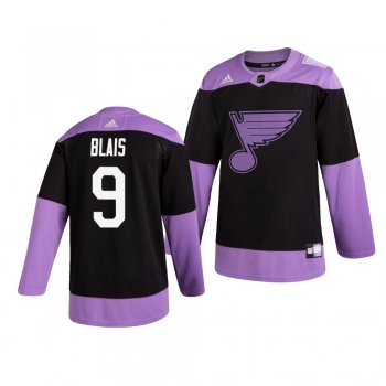 St. Louis Blues Sammy Blais #9 Black Hockey Fights Cancer Practice Jersey