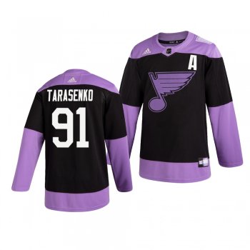 St. Louis Blues Vladimir Tarasenko #91 Black Hockey Fights Cancer Practice Jersey