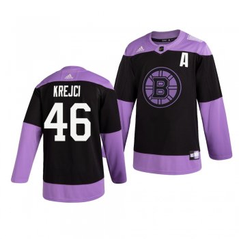 Boston Bruins David Krejci #46 Black Hockey Fights Cancer Practice Jersey