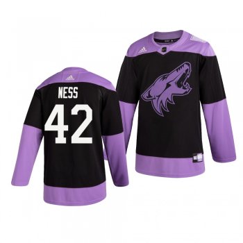 Arizona Coyotes Aaron Ness #42 Black Hockey Fights Cancer Practice Jersey