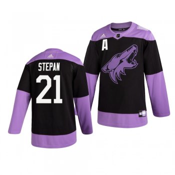 Arizona Coyotes Derek Stepan #21 Black Hockey Fights Cancer Practice Jersey