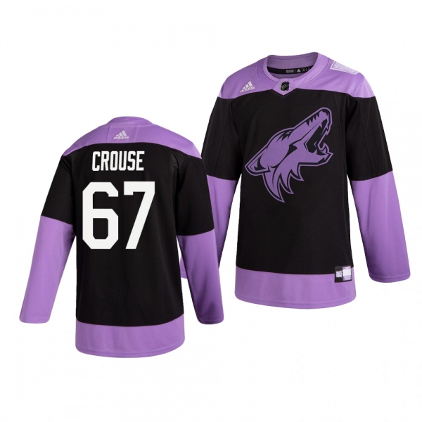 Arizona Coyotes Lawson Crouse #67 Black Hockey Fights Cancer Practice Jersey