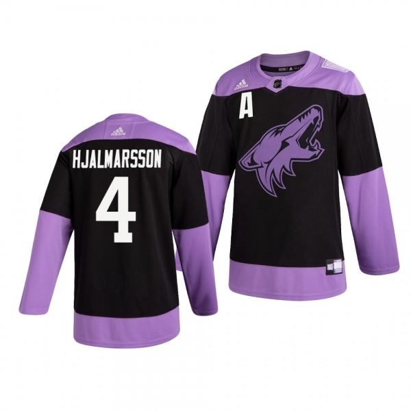 Arizona Coyotes Niklas Hjalmarsson #4 Black Hockey Fights Cancer Practice Jersey