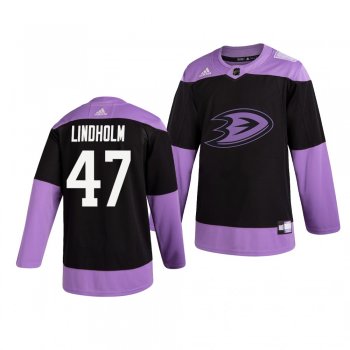 Anaheim Ducks Hampus Lindholm #47 Black Hockey Fights Cancer Practice Jersey