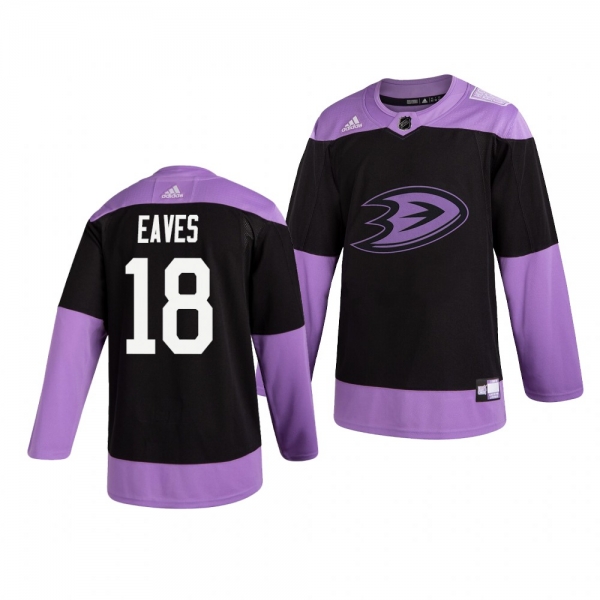 Anaheim Ducks Patrick Eaves #18 Black Hockey Fights Cancer Practice Jersey