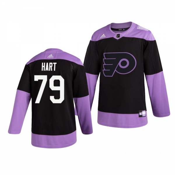 Philadelphia Flyers Carter Hart #79 Black Hockey Fights Cancer Practice Jersey